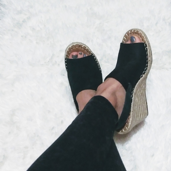 2×$40 Toms Black Oxford Woman's Monica Wedges - Picture 4 of 11